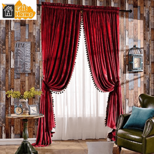red-velvet-bedroom-curtains, blackout-curtains, bedroom-curtains, edit-home