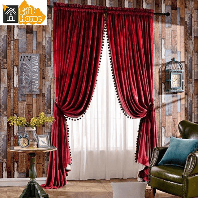 red-velvet-bedroom-curtains, blackout-curtains, bedroom-curtains, edit-home