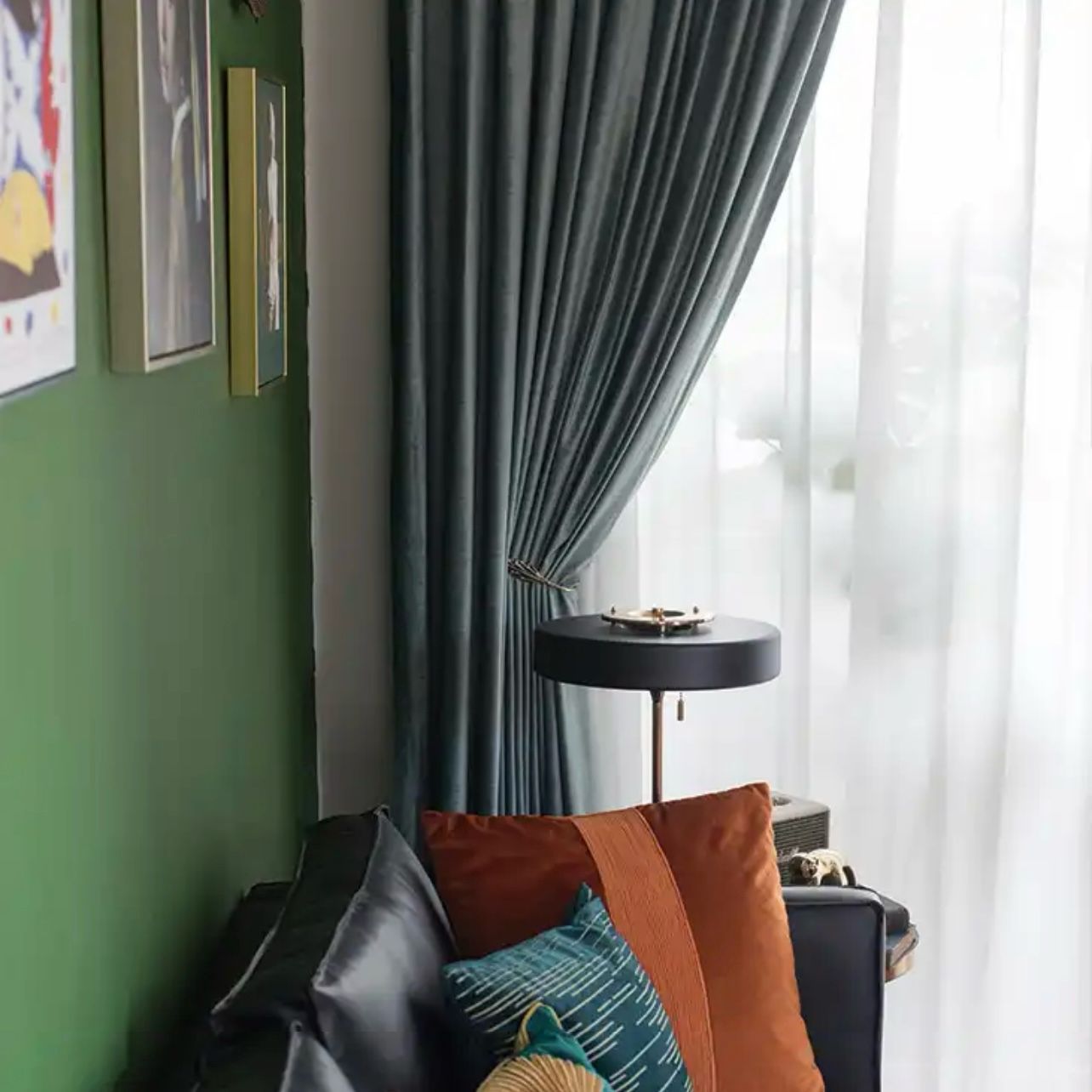 gray-green-bedroom-curtains, blackout-curtains, bedroom-room-curtains, edit-home