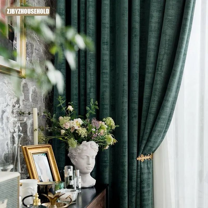 dark-green-bedroom-curtains, blackout-curtains, bedroom-room-curtains, edit-home