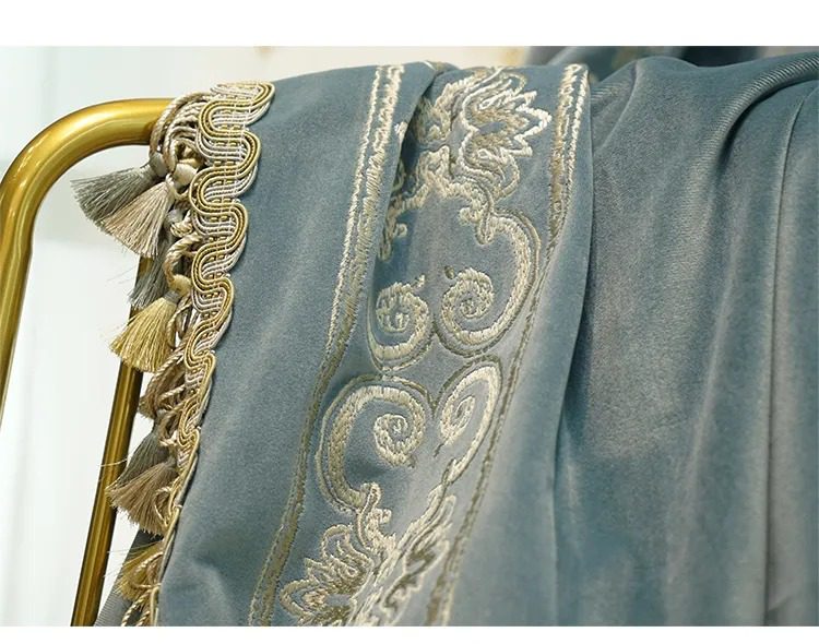 velvet-embroidery-thickened-curtains, blue-curtains, blackout-curtains, edit-home