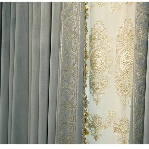 velvet-embroidery-thickened-curtains, blue-curtains, blackout-curtains, edit-home