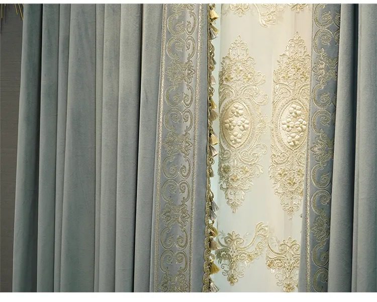 velvet-embroidery-thickened-curtains, blue-curtains, blackout-curtains, edit-home