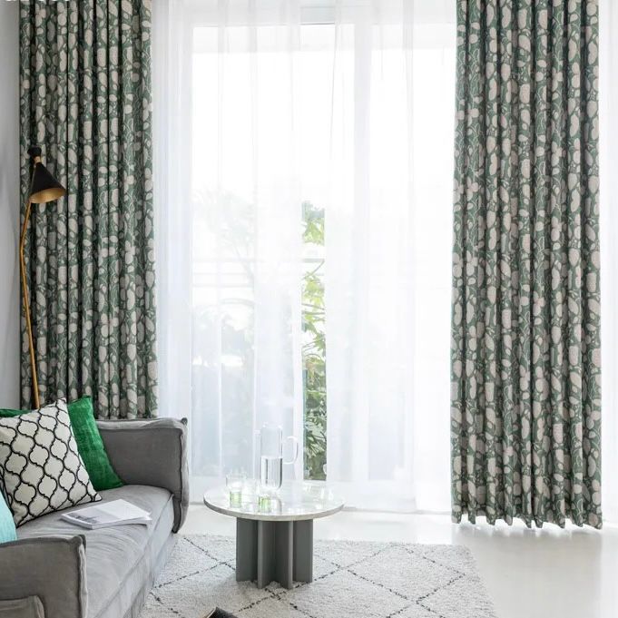 green-printed-leaves-blackout-curtains, blackout-curtains, edit-home