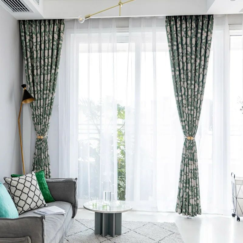 green-printed-leaves-blackout-curtains, blackout-curtains, edit-home