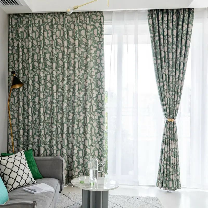 green-printed-leaves-blackout-curtains, blackout-curtains, edit-home