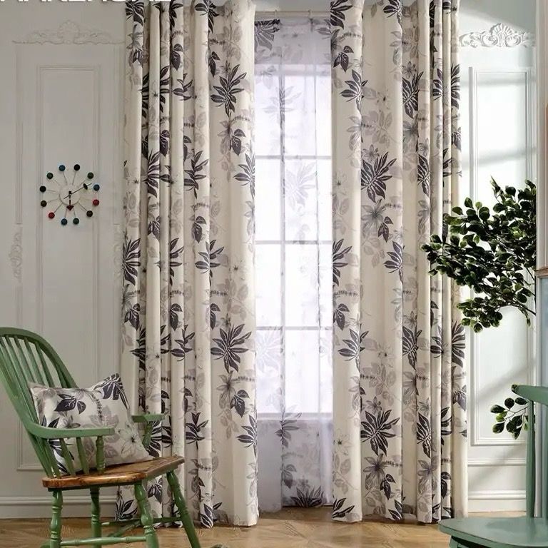 flower-and-leaves-curtains, printed-curtains, blackout-curtains, edit-home