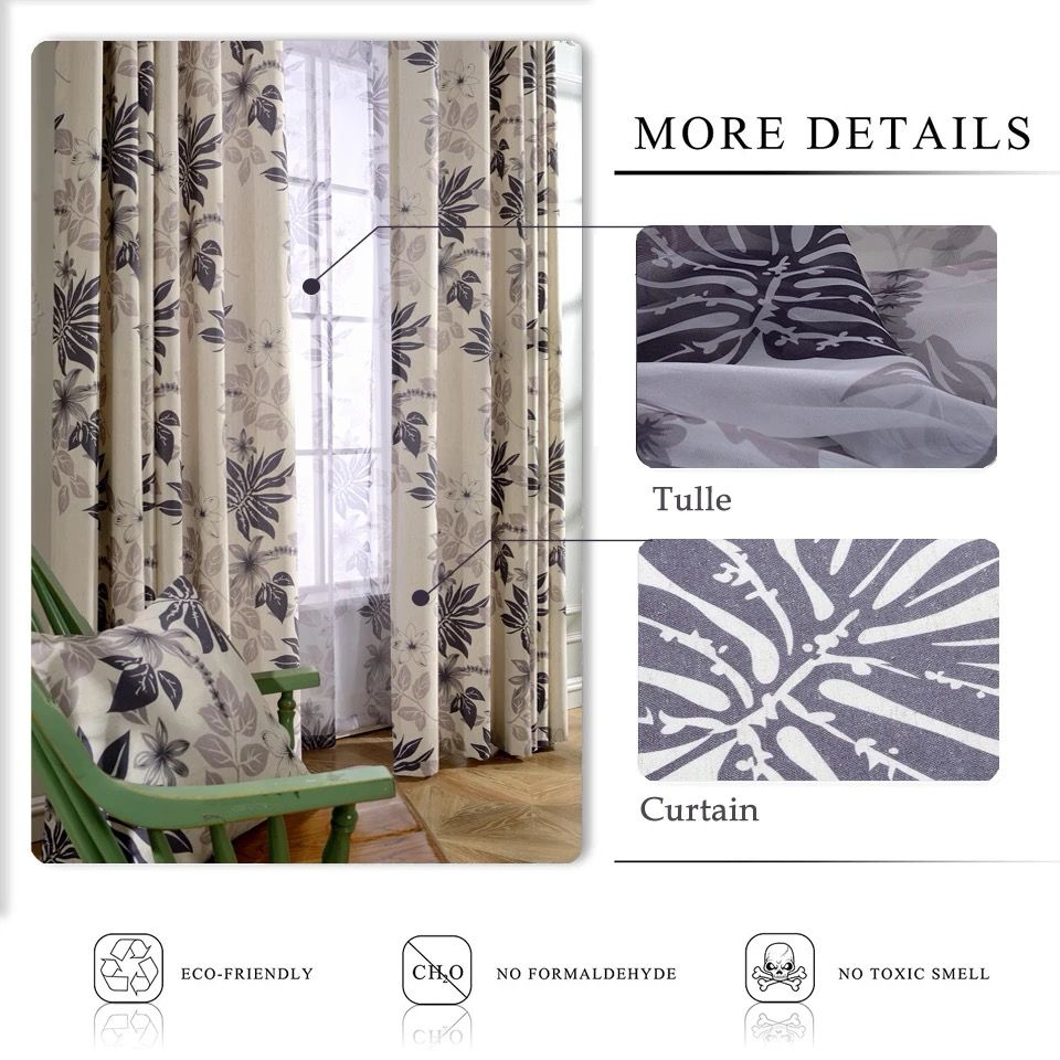 flower-and-leaves-curtains, printed-curtains, blackout-curtains, edit-home