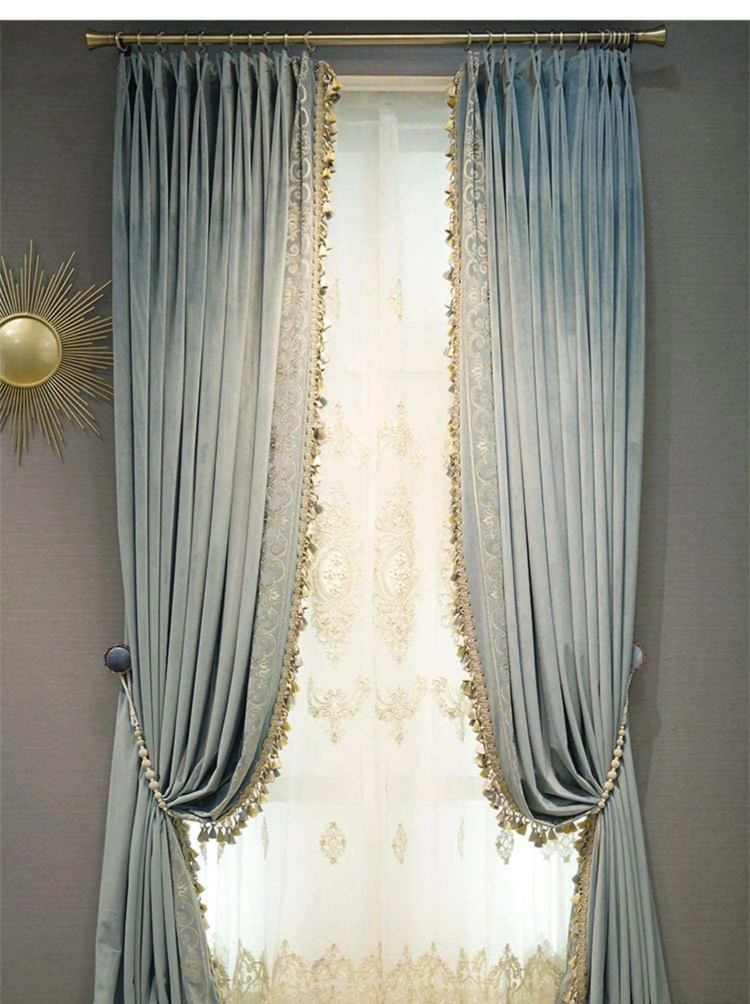 velvet-embroidery-thickened-curtains, blue-curtains, blackout-curtains, edit-home