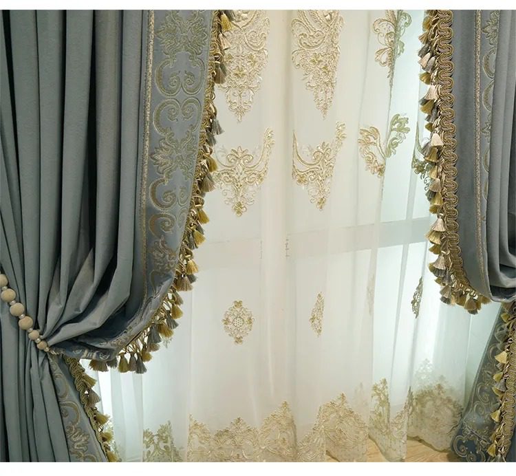 velvet-embroidery-thickened-curtains, blue-curtains, blackout-curtains, edit-home