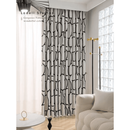 black-white-velvet-chenille-curtains, bedroom-curtains, edit-home