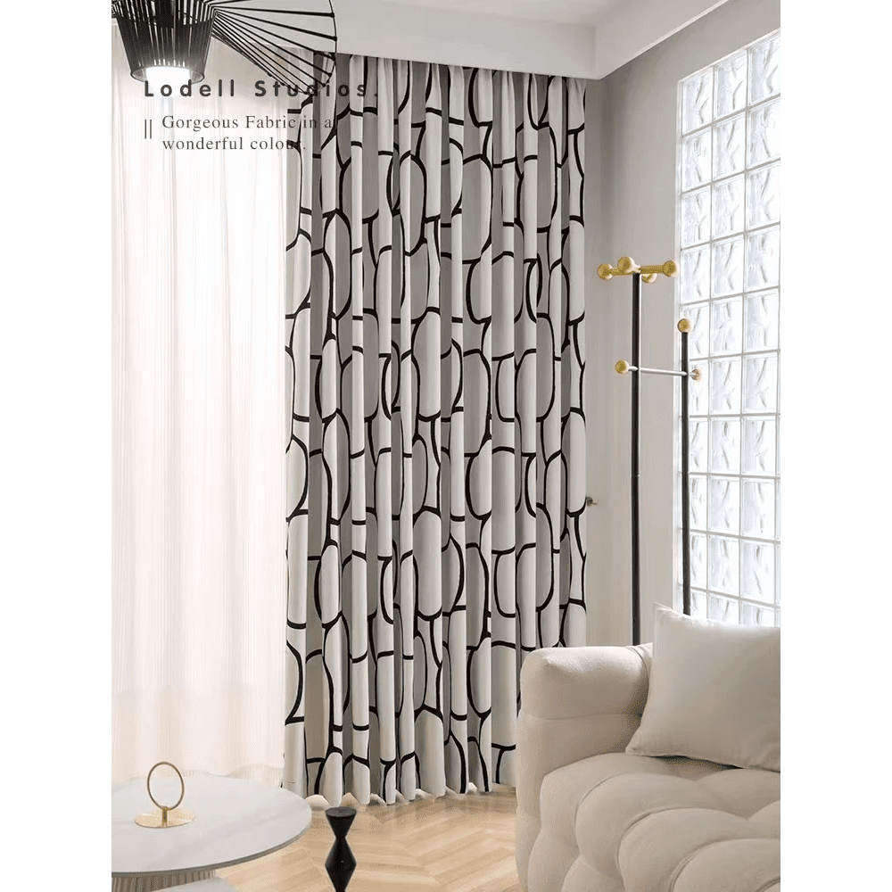black-white-velvet-chenille-curtains, bedroom-curtains, edit-home