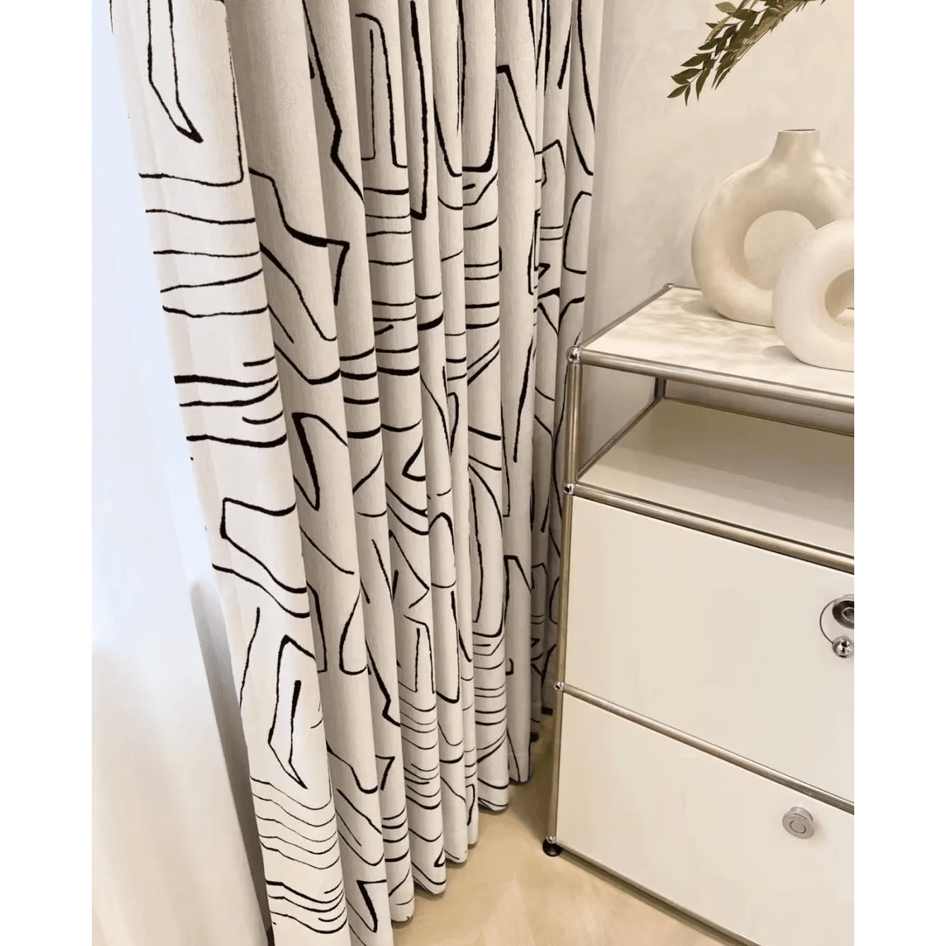 black-white-velvet-chenille-curtains, bedroom-curtains, edit-home