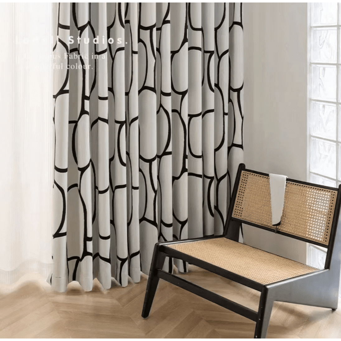 black-white-velvet-chenille-curtains, bedroom-curtains, edit-home