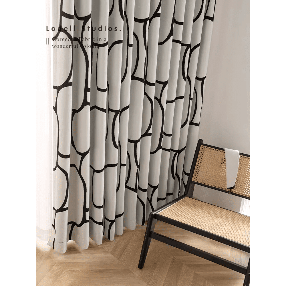 black-white-velvet-chenille-curtains, bedroom-curtains, edit-home