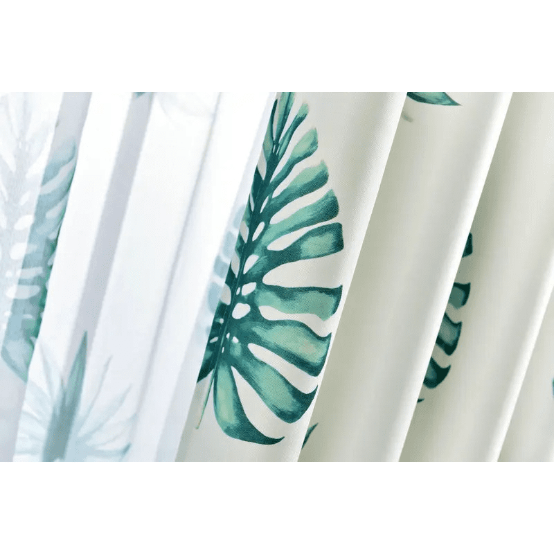 turquoise-printed-drapes, printed-curtains, semi-blackout-curtains, edit-home