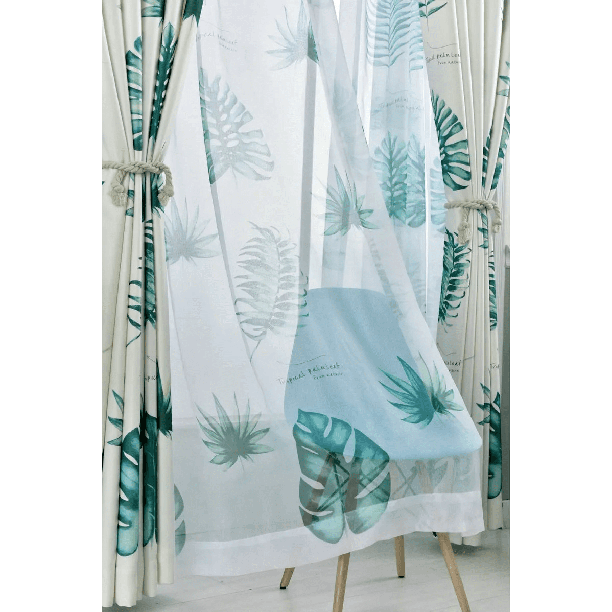 turquoise-printed-drapes, printed-curtains, semi-blackout-curtains, edit-home