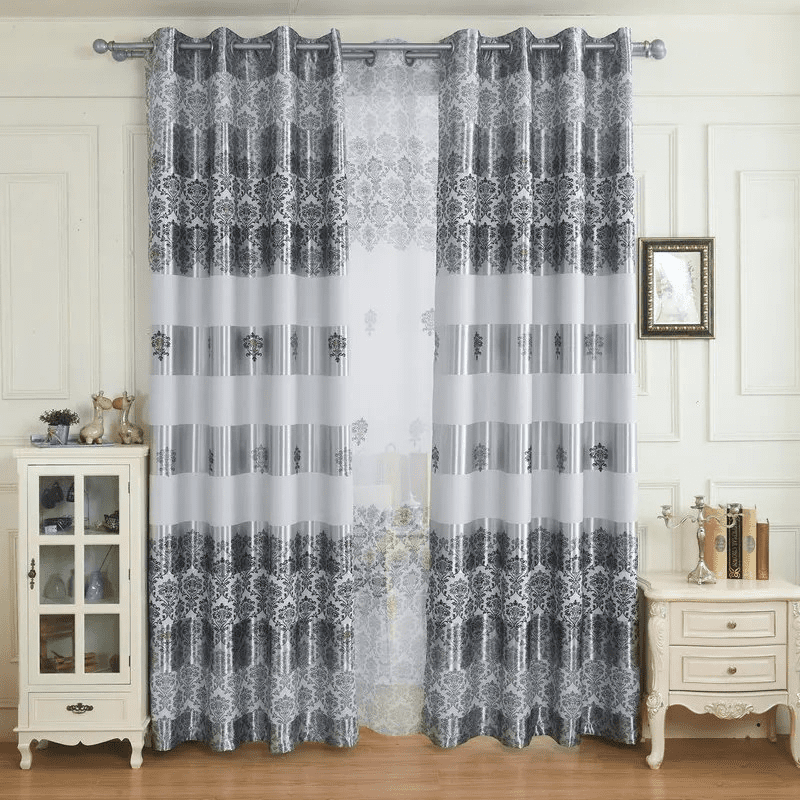 grey-printed-drapes, printed-curtains, semi-blackout-curtains, edit-home