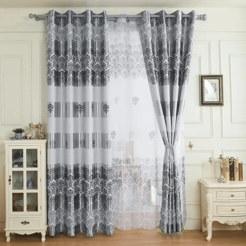 grey-printed-drapes, printed-curtains, semi-blackout-curtains, edit-home