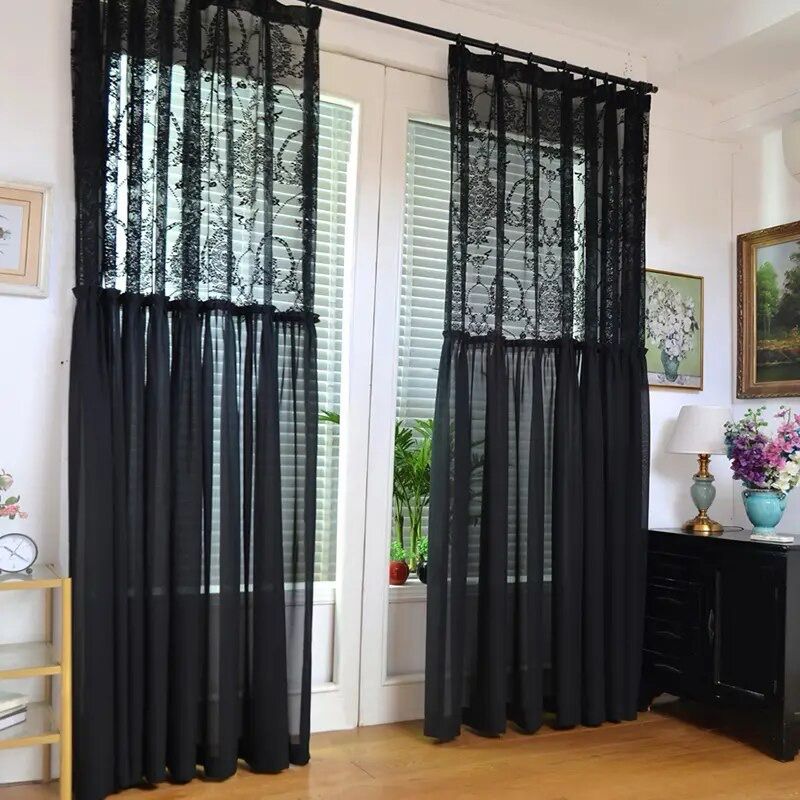 black-lace-sheer-embroidered-tulle, net-curtains, embroidered-curtains, edit-home-curtains