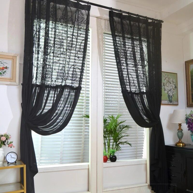 black-lace-sheer-embroidered-tulle, net-curtains, embroidered-curtains, edit-home-curtains