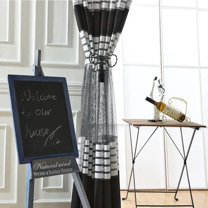 transparent-white-black-strips-curtains, net-curtains, printed-curtains, edit-home