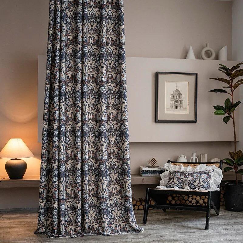 blue-cotton-linen-retro-curtains, semi-blackout-curtains, edit-home-curtains