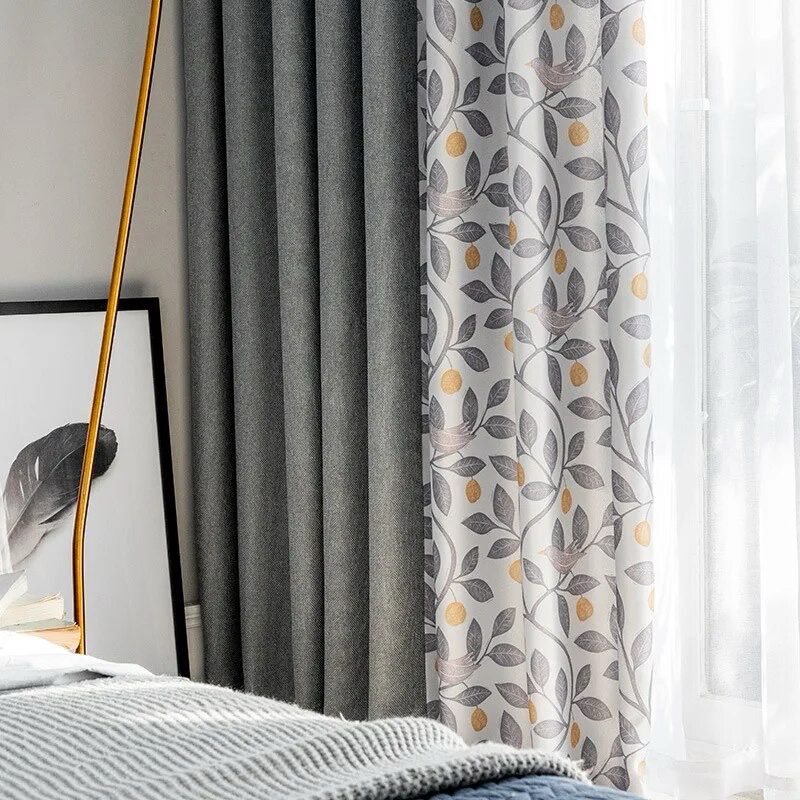 linen-bird-curtains-printed-bedroom, blackout-curtains, edit-home