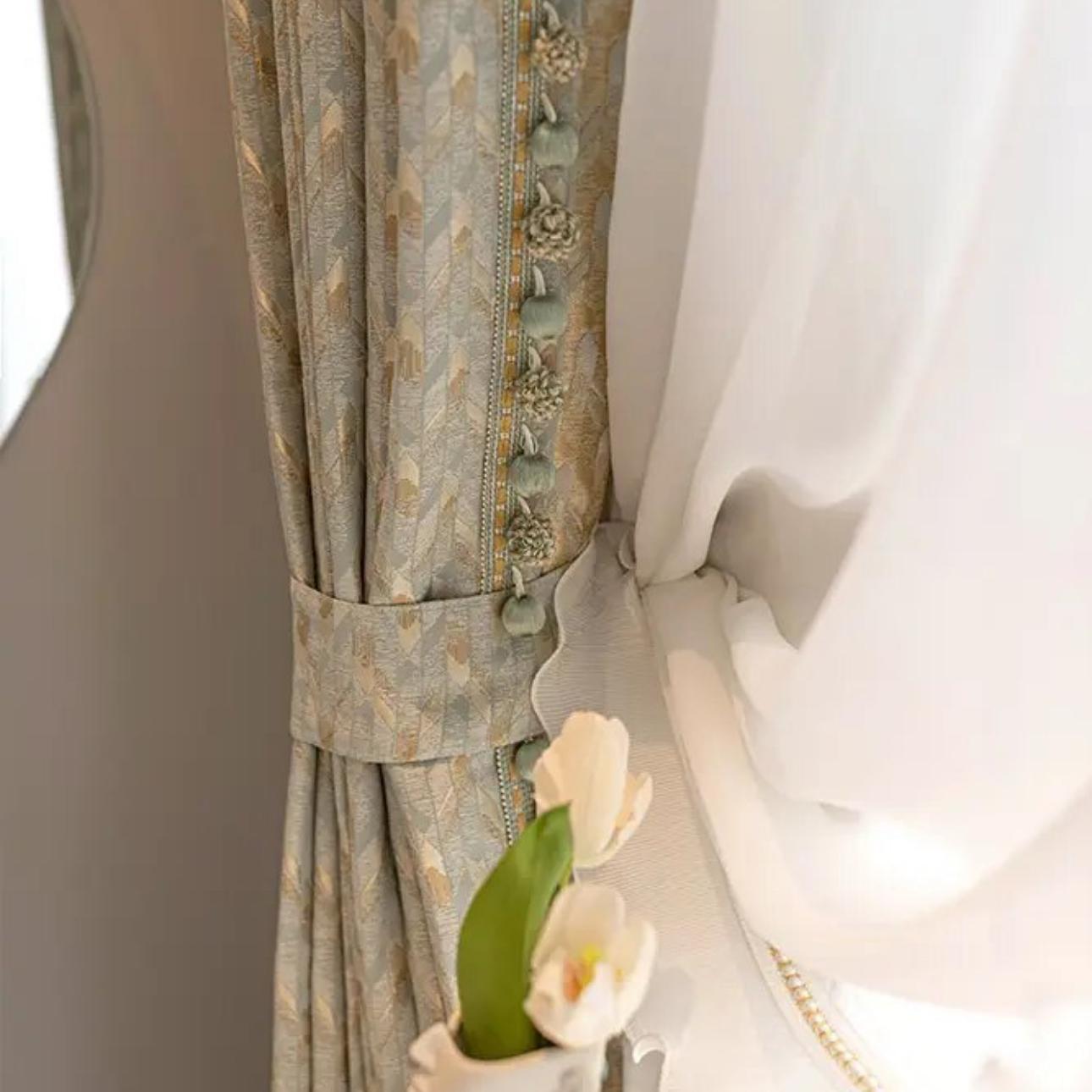 luxurious villa jacquard curtains, luxury curtains, grey curtains, edit home