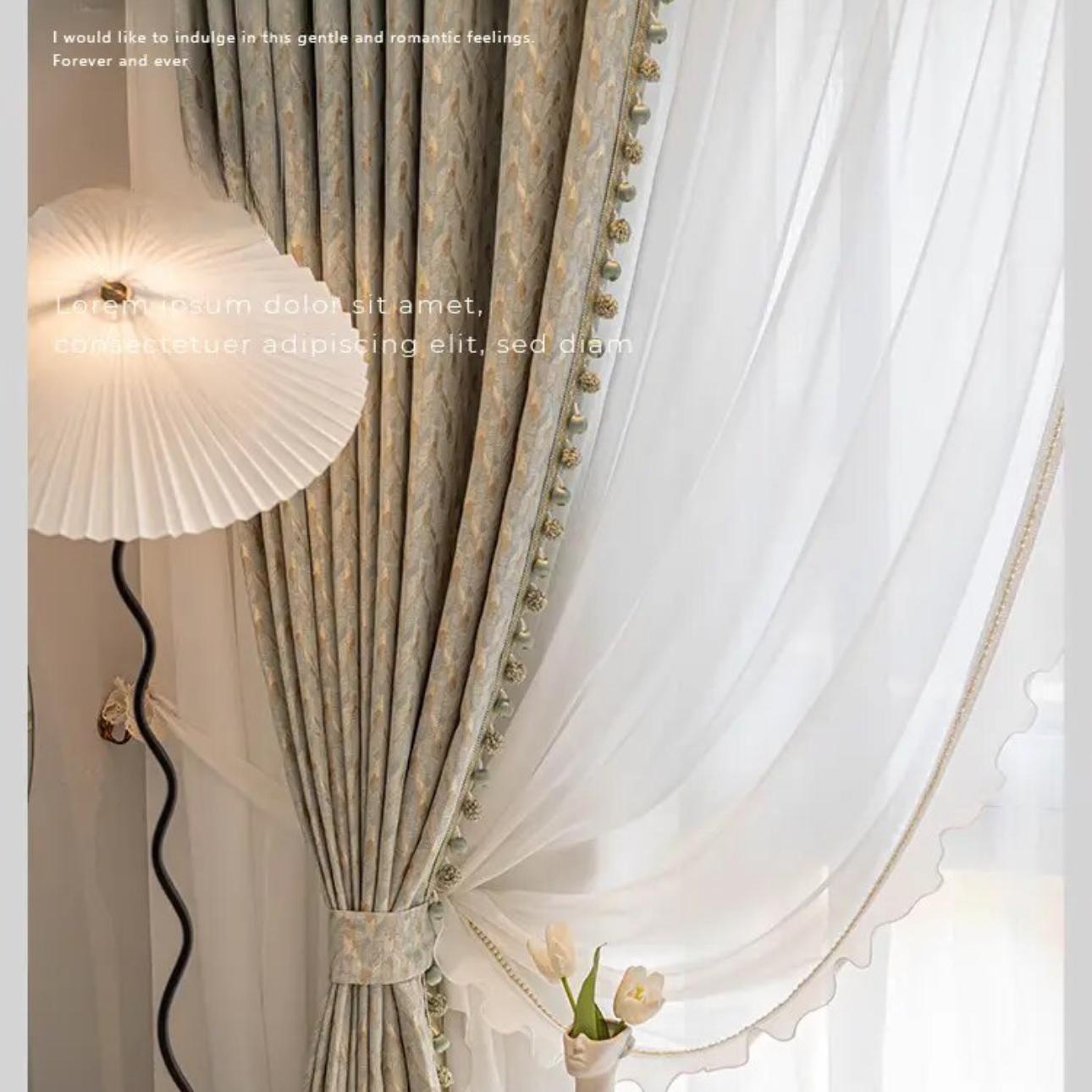 luxurious villa jacquard curtains, luxury curtains, grey curtains, edit home