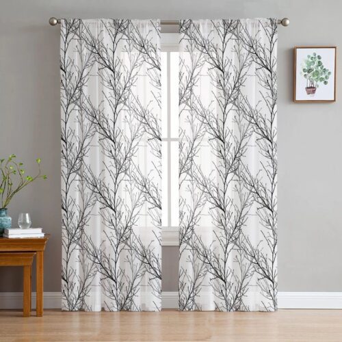 printed-chiffon-window-drapes, bedroom, edit-home