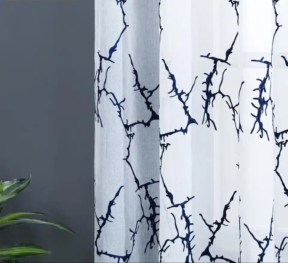 Beautiful Light Blue / Blue Voile Curtains | Edit Home - Image 2