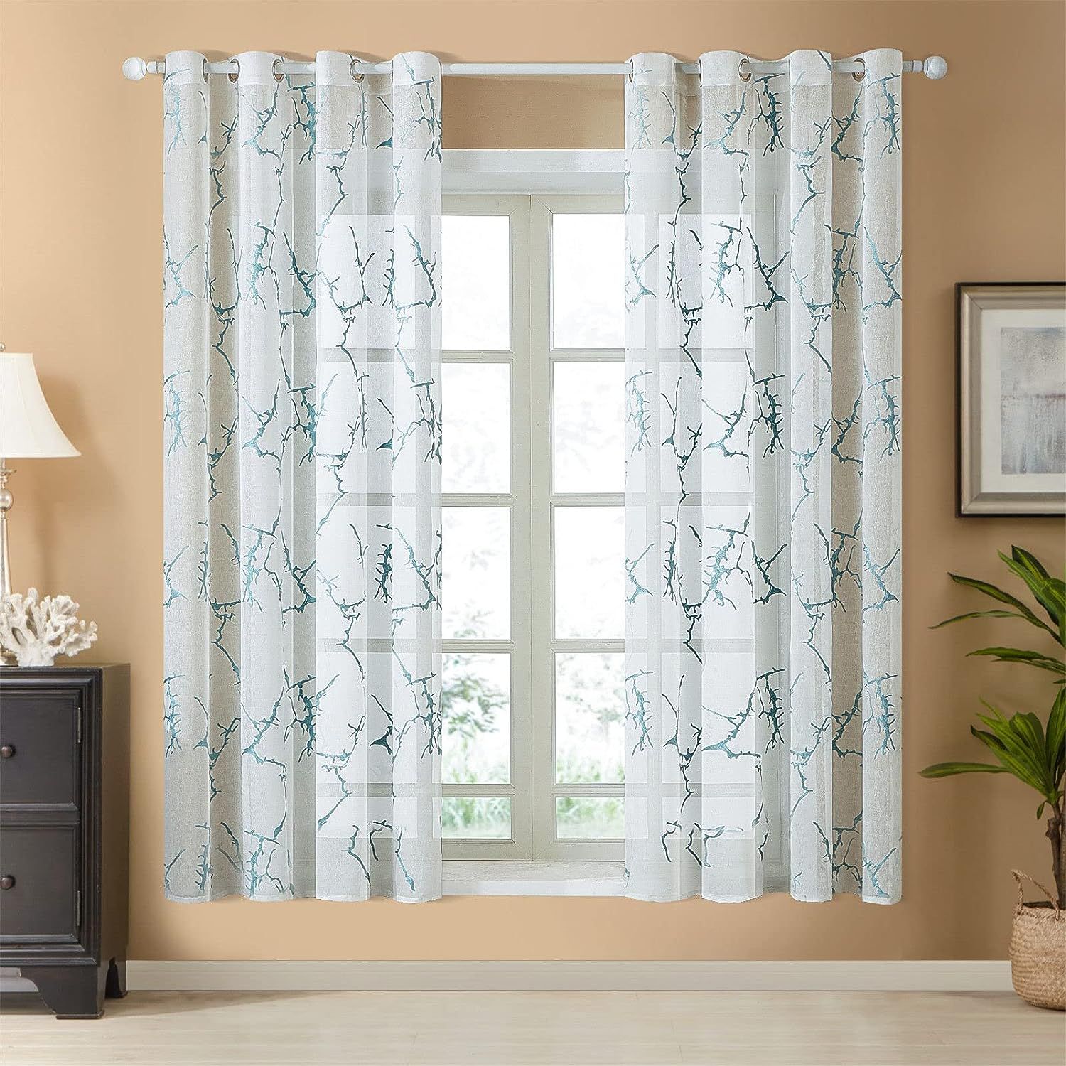 Beautiful Light Blue / Blue Voile Curtains | Edit Home - Image 8