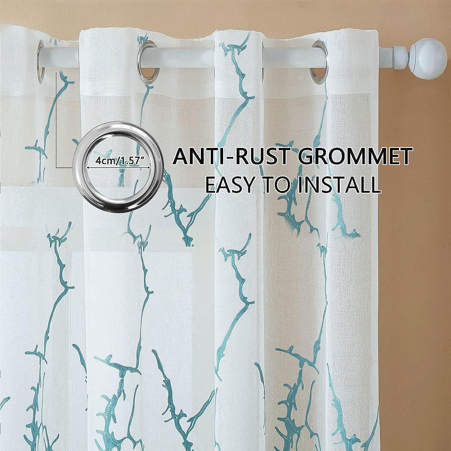 Beautiful Light Blue / Blue Voile Curtains | Edit Home - Image 9