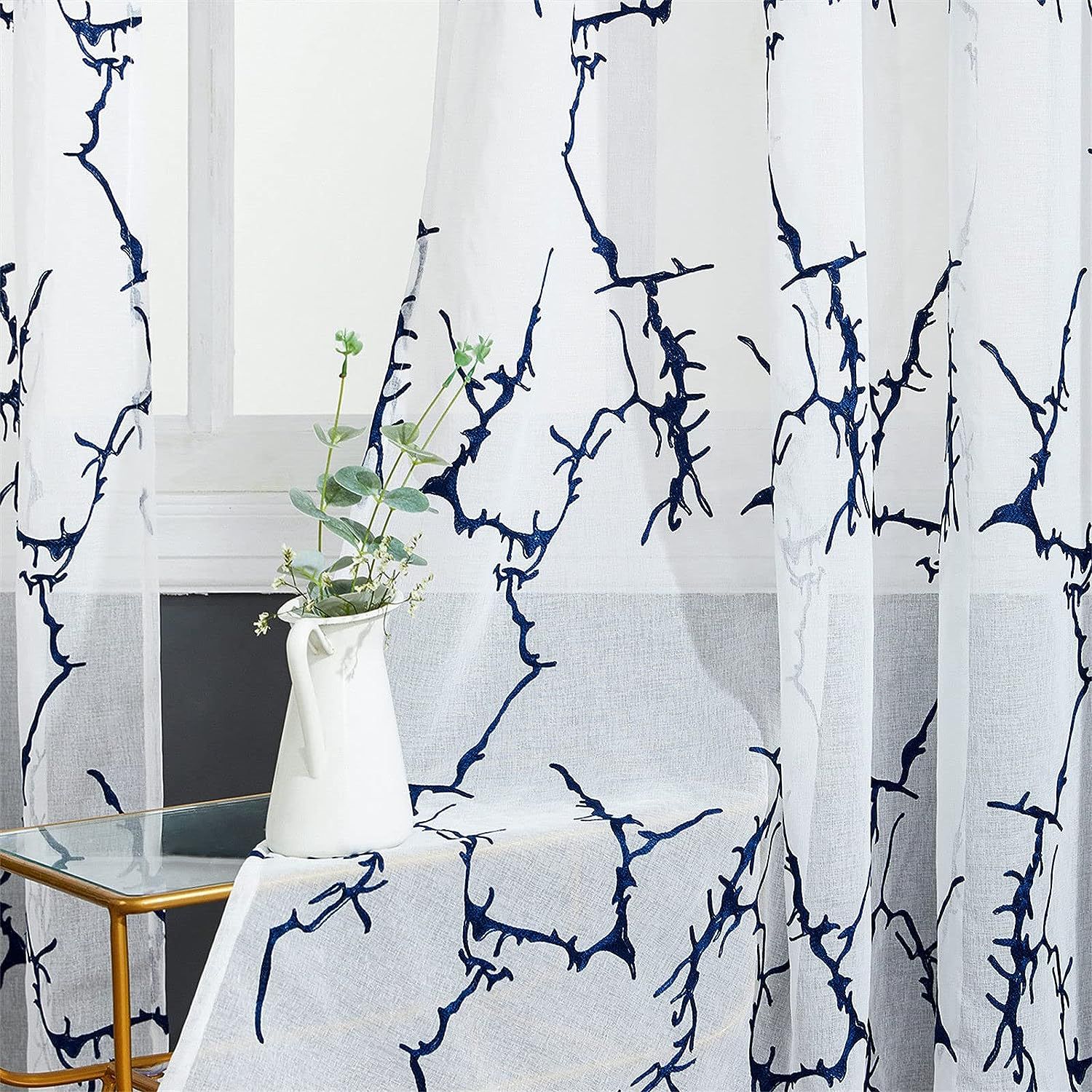 Beautiful Light Blue / Blue Voile Curtains | Edit Home - Image 10