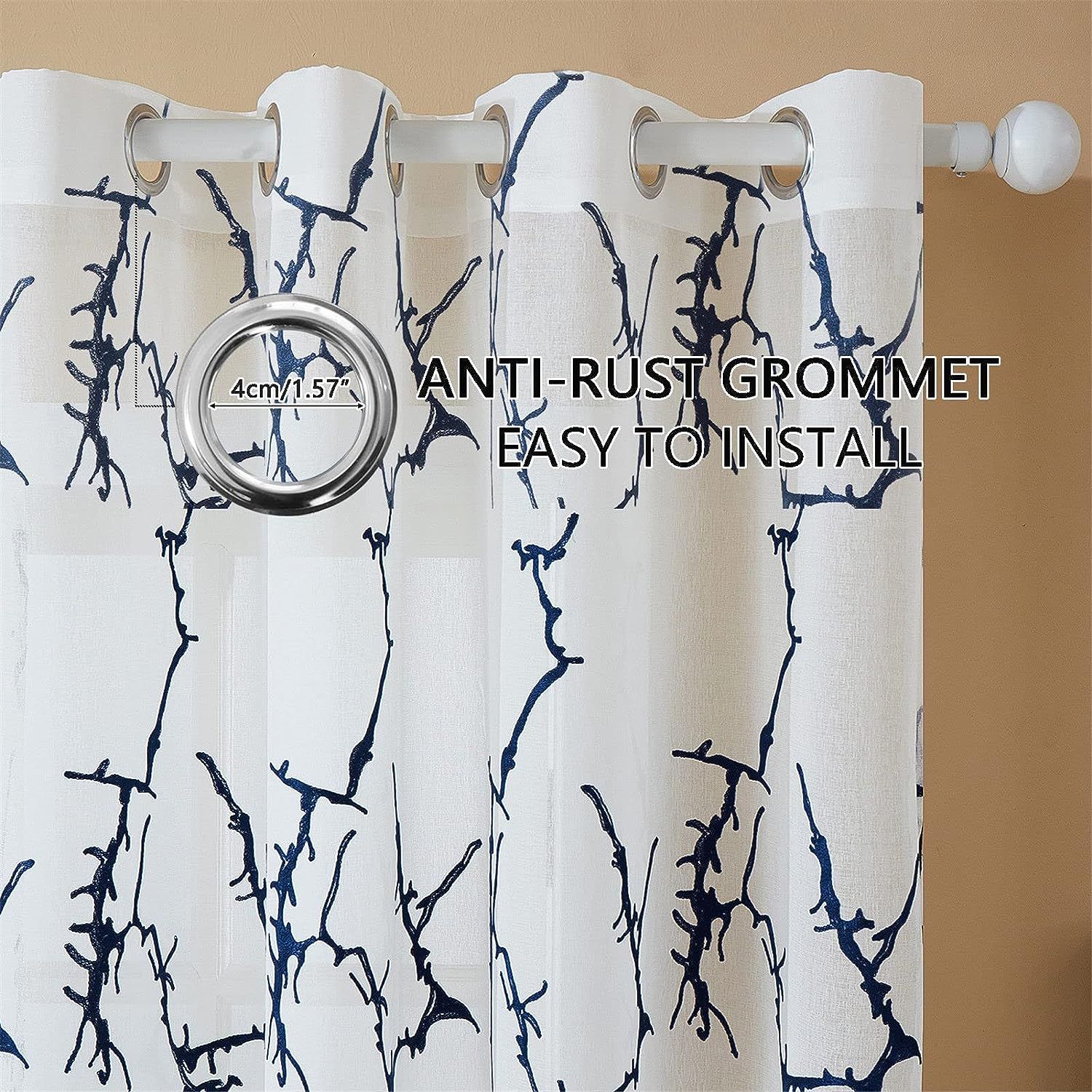 Beautiful Light Blue / Blue Voile Curtains | Edit Home - Image 12
