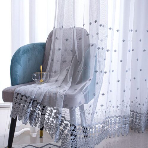 Grey Net Embroidered Curtains