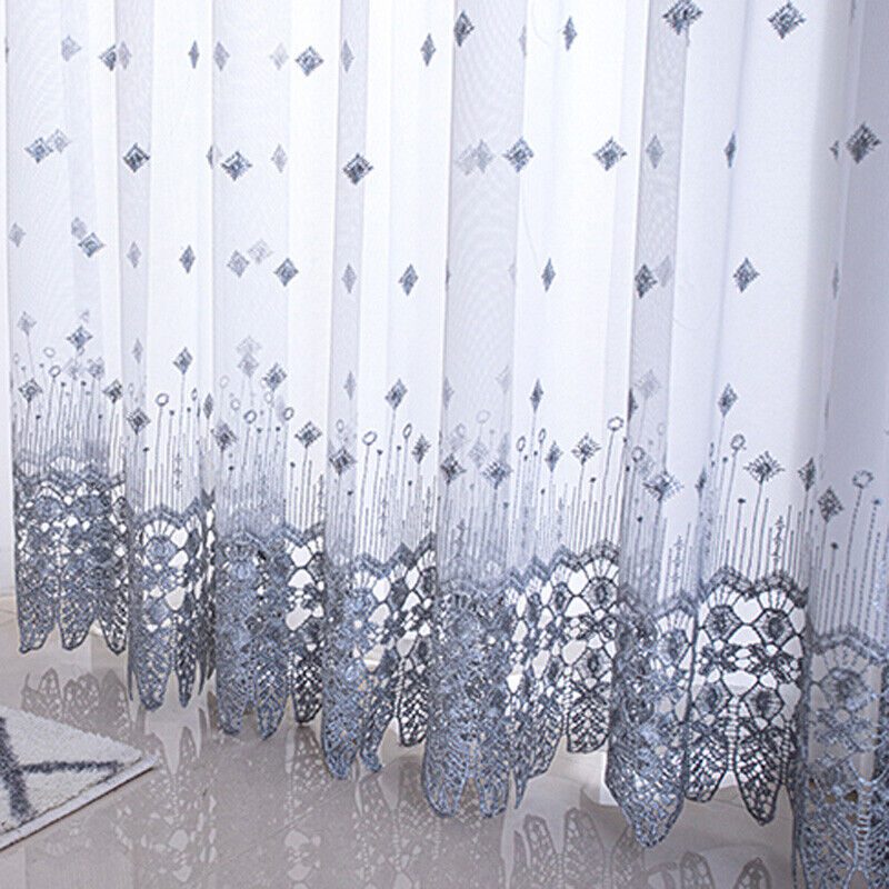 Light Grey Net Embroidered Curtains for the Bedroom - Image 5