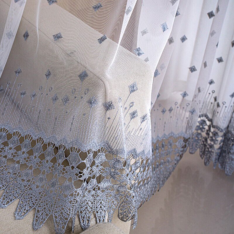 Light Grey Net Embroidered Curtains for the Bedroom - Image 4