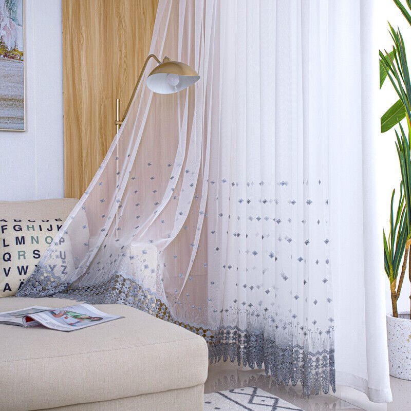 Light Grey Net Embroidered Curtains for the Bedroom - Image 7