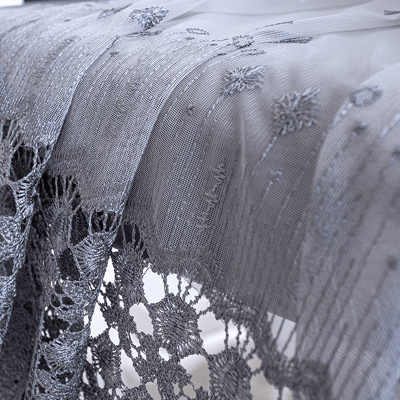 Grey Net Embroidered Curtains